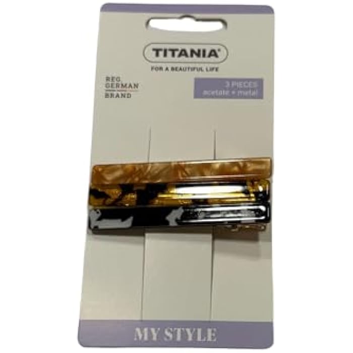Titania 3Q-8246 Acetate Metal Hair Side Clips 3-Pieces, 6 cm Length